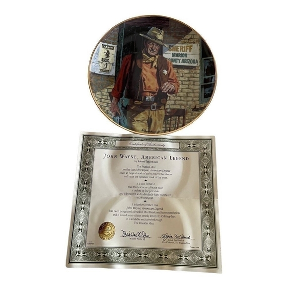 John Wayne American Legend Robert Tanenbaum Franklin Mint fine Porcelain Plate - Picture 3 of 4